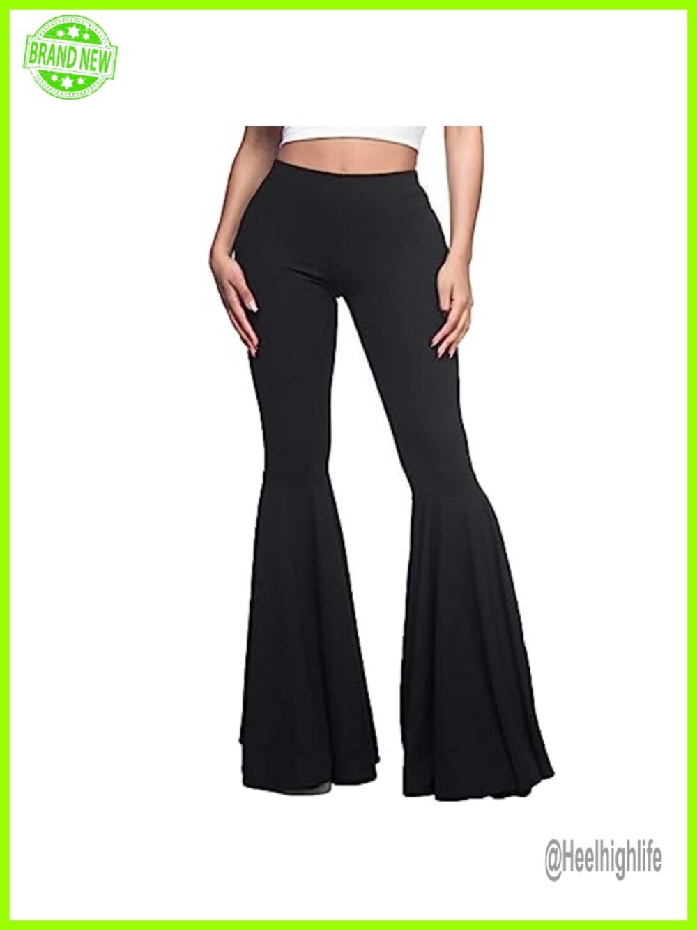 Women High Waisted Flare Pants Pleated Bell Bottoms Stretch Palazzo